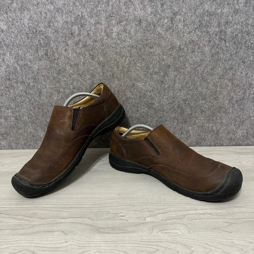 KEEN Targhee III Slip-On Mens 11 Brown Leather Casual Hiking Walking Shoes